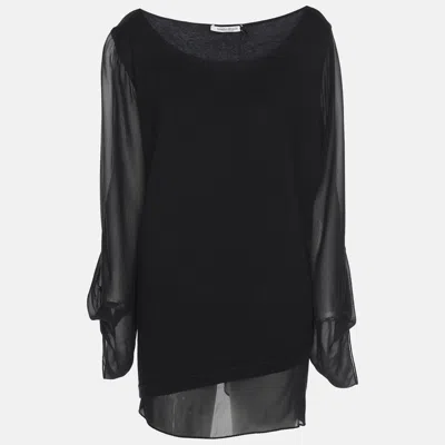 Marina Rinaldi Black Jersey And Chiffon Sleeves Tops