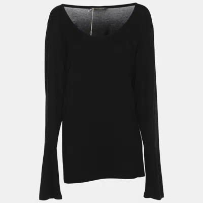 Pre-owned Marina Rinaldi Black Jersey Long Sleeve Top L