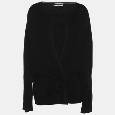 Pre-owned Marina Rinaldi Black Knit Belted Sweater L