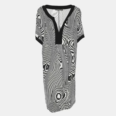 Marina Rinaldi Black/white Jersey Psychadelic Stripe Tunic In Gray