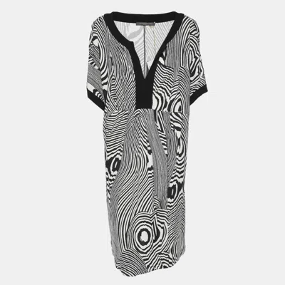 Pre-owned Marina Rinaldi Black/white Jersey Psychadelic Stripe Tunic M
