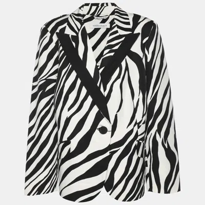 Marina Rinaldi Black/white Zebra Print Single Breasted Coat