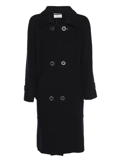 Pre-owned Marina Rinaldi Long Double-breasted Jacket In Blue