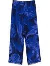 Marina Rinaldi Blue 'alamaro' Trousers With Floral Print In Blue