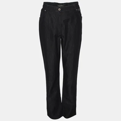 Marina Rinaldi Blue Denim Crystal Embellished Jeans Xl In Black