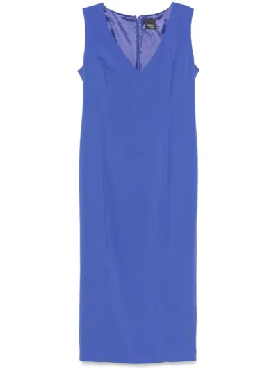 MARINA RINALDI BLUE 'ELSA' MIDI DRESS WITH SLIT