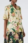 Marina Rinaldi Linen-cotton Floral Braies Shirt In Sand