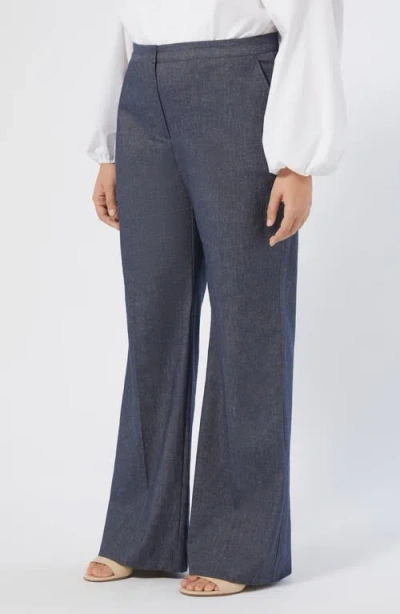 Marina Rinaldi Brigitta Cotton Blend Pants In Blue