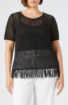 Marina Rinaldi Brigitta Fringe Open Stitch Sweater