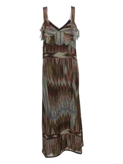 Pre-owned Marina Rinaldi Silk Dress In Brown