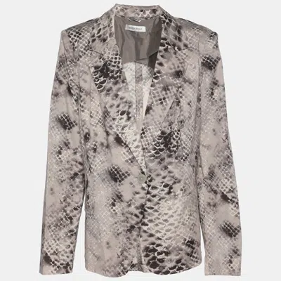 Marina Rinaldi Brown Printed Cotton Single Breasted Blazer