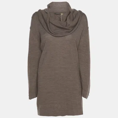 Pre-owned Marina Rinaldi Brown Wool Knit High Neck Sweater L