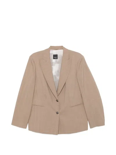 Marina Rinaldi Button-fastening Blazer In Brown