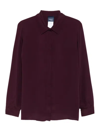 Marina Rinaldi Button-up Blouse In Burgundy