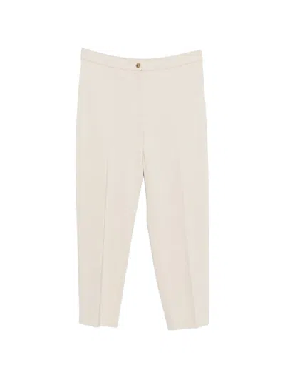 Marina Rinaldi Button-fastening Straight-leg Trousers In Neutral