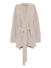 Marina Rinaldi Cable-knit Tie Cardigan In Neutral