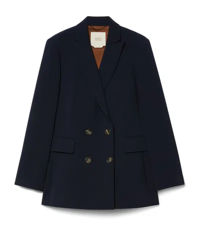 Marina Rinaldi Cady Double-breasted Blazer In Blue