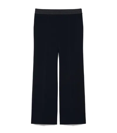 Marina Rinaldi Cady Embroidered Trousers In Blue