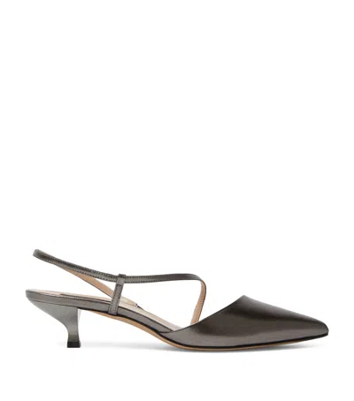 Marina Rinaldi Calf Leather Slingback Pumps 35 In Grey