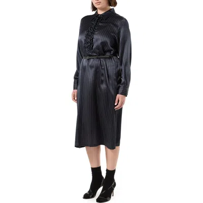 Marina Rinaldi Cali Belted Silk Shirtdress In Black