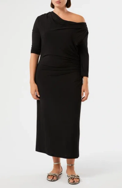 Marina Rinaldi Cambra Long Sleeve Jersey Maxi In Black