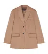Marina Rinaldi Camel Wool Blazer In Beige