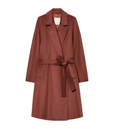 Marina Rinaldi Camel Wool Wrap Coat In Brown