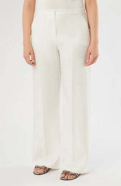 Marina Rinaldi Canapa Linen Wide Leg Pants In White