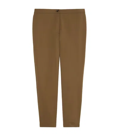 Marina Rinaldi Canvas Slim Trousers In Brown