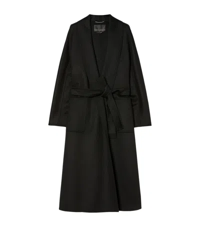 Marina Rinaldi Cashmere Longline Wrap Coat In Black