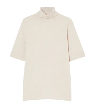 Marina Rinaldi Cashmere Romolo Short-sleeve Sweater In Beige