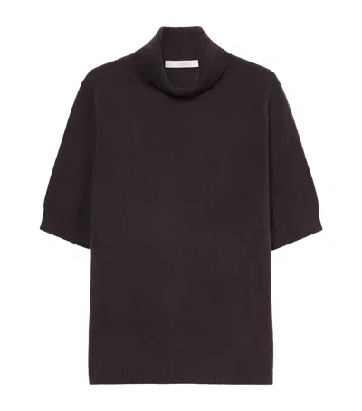 Marina Rinaldi Cashmere Short-sleeve Sweater In Brown