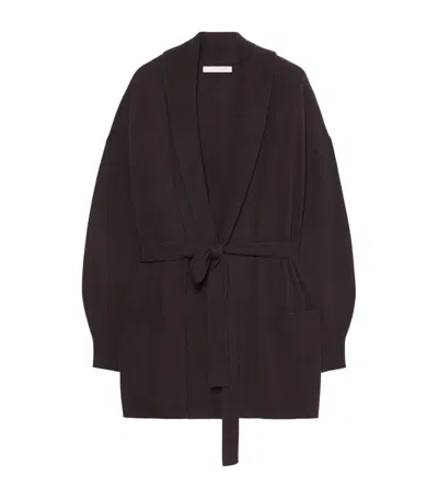 Marina Rinaldi Cashmere Tie-belt Cardigan In Brown