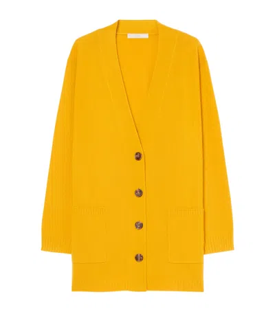 Marina Rinaldi Cashmere V-neck Cardigan In Yellow