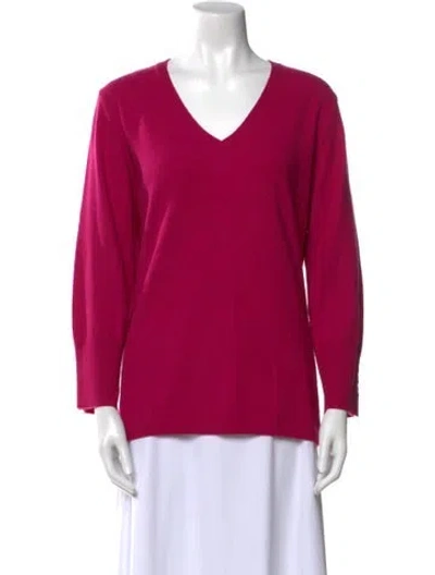 Pre-owned Marina Rinaldi Cashmere V-neck Sweater In Red