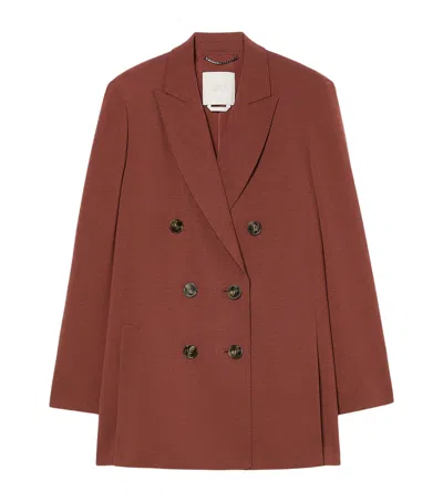 Marina Rinaldi Chenzia Double-breasted Blazer In Brown