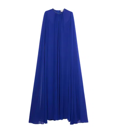 Marina Rinaldi Chiffon Cape Maxi Dress In Blue