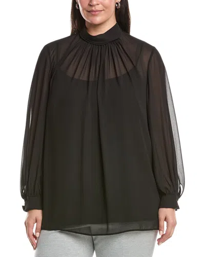 Marina Rinaldi Chiffon Turtleneck Blouse In Black