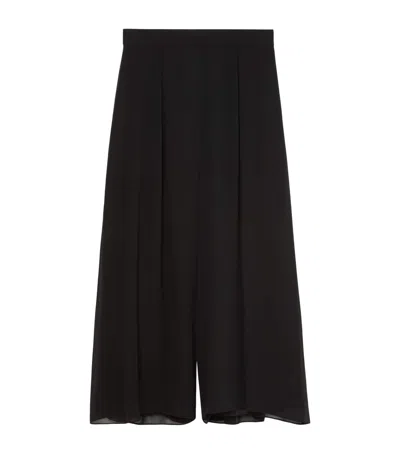 Marina Rinaldi Chiffon Wide-leg Trousers In Black