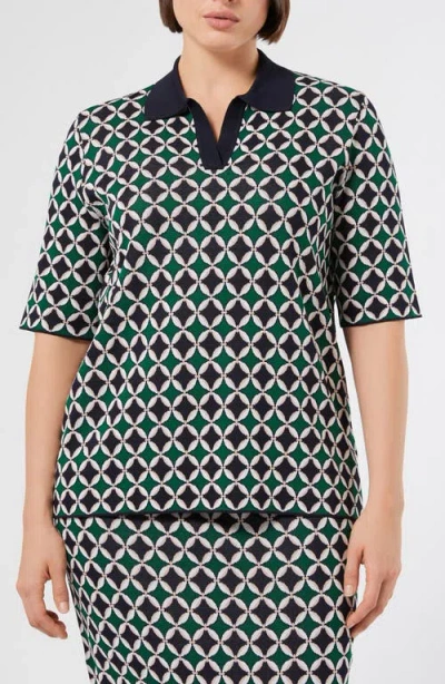 MARINA RINALDI MARINA RINALDI CIMONE JACQUARD POLO SWEATER
