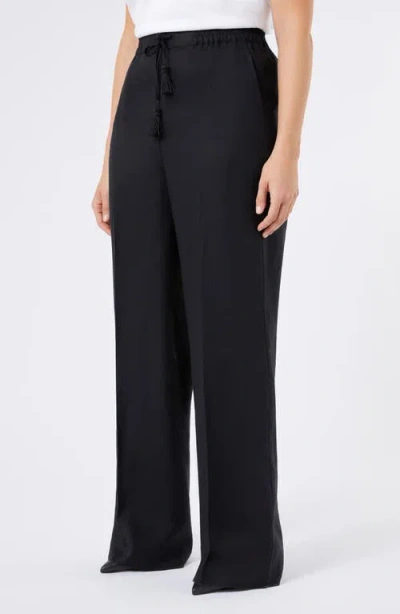 Marina Rinaldi Ciurma Linen Drawstring Pants In Black