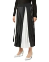 Marina Rinaldi Color Blocked Pleated Midi Skirt In Black White