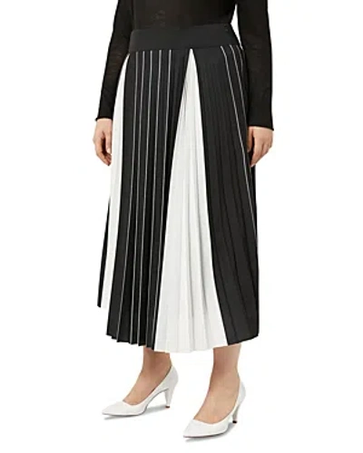 Marina Rinaldi Color Blocked Pleated Midi Skirt In Black White