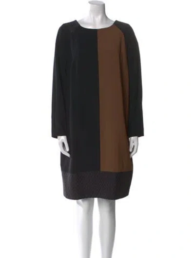 Pre-owned Marina Rinaldi Colorblock Pattern Knee-length Dress In Black