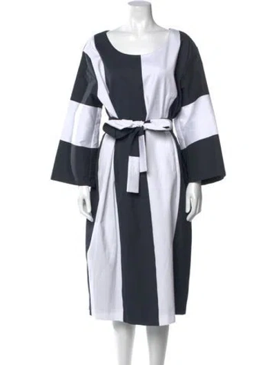 Pre-owned Marina Rinaldi Colorblock Pattern Midi Length Dress In Blue