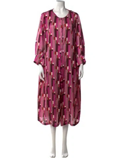 Pre-owned Marina Rinaldi Colorblock Pattern Midi Length Dress In Pink