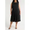 Marina Rinaldi Corvino Cotton Sleeveless Midi Dress In Black