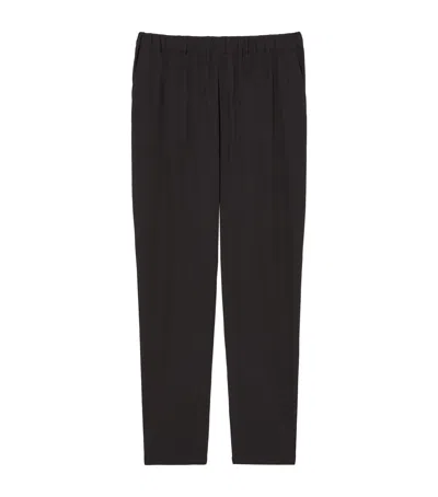Marina Rinaldi Cotton Crepe Trousers In Black