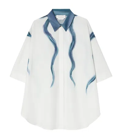 Marina Rinaldi Cotton Printed Short-sleeve Shirt In Neutral