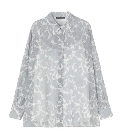 Marina Rinaldi Cotton-silk Voile Spider Shirt In White
